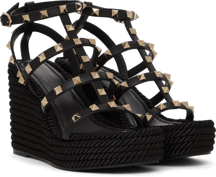 Valentino Garavani Black Rockstud 95 Heeled Sandals - Picture 2