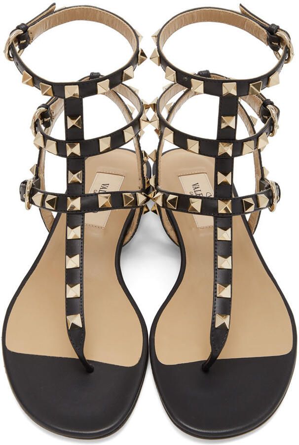 Valentino Garavani Black Rockstud Caged Sandals