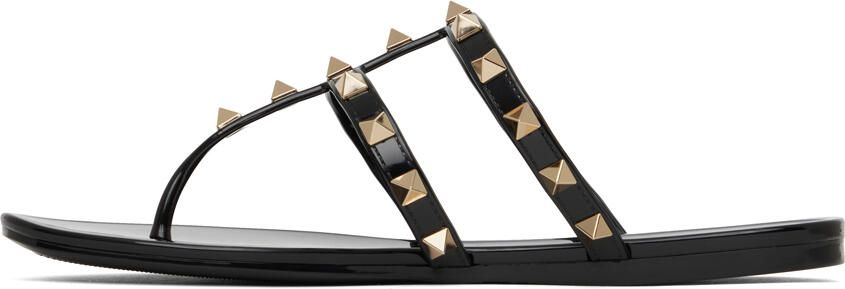 Valentino Garavani Black Rockstud Sandals - Picture 4