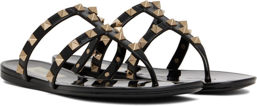 Valentino Garavani Black Rockstud Sandals - Picture 2