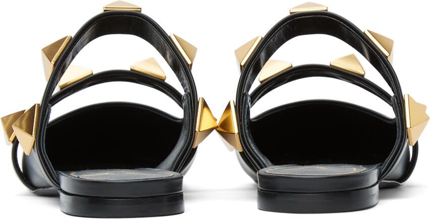 Valentino Garavani Black Roman Rockstud Strap Mules - Picture 2