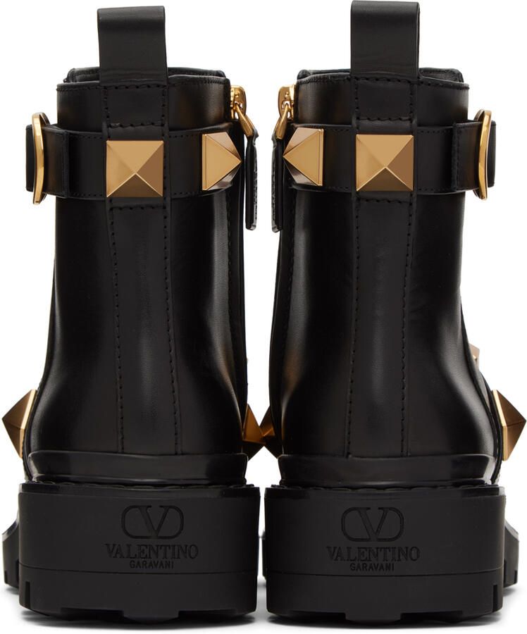 Valentino Garavani Black Roman Stud Ankle Boots