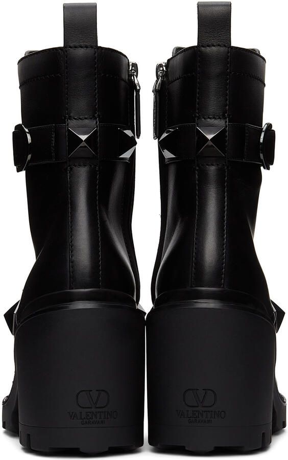 Valentino Garavani Black Roman Stud Ankle Boots - Picture 3