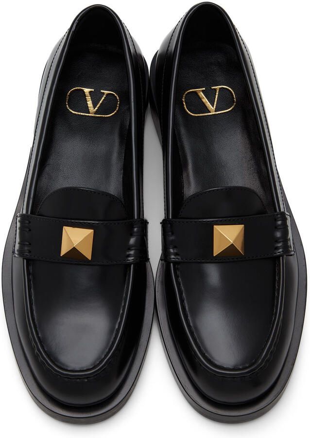 Valentino Garavani Black Roman Stud Loafers