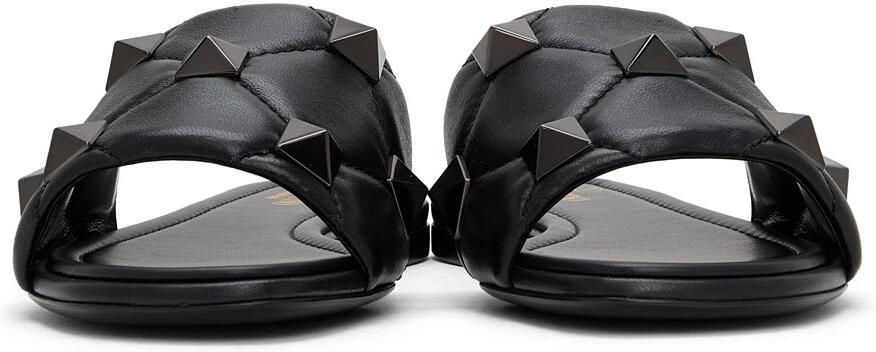 Valentino Garavani Black Roman Stud Sandals - Picture 3