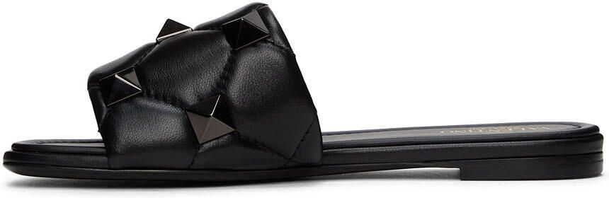 Valentino Garavani Black Roman Stud Sandals - Picture 4