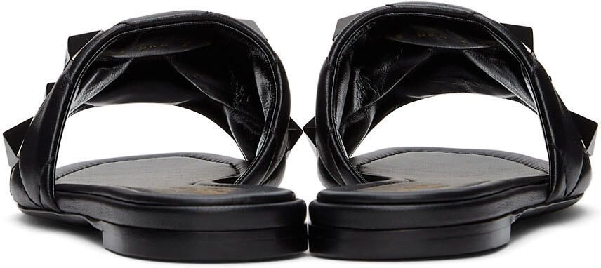 Valentino Garavani Black Roman Stud Sandals - Picture 2