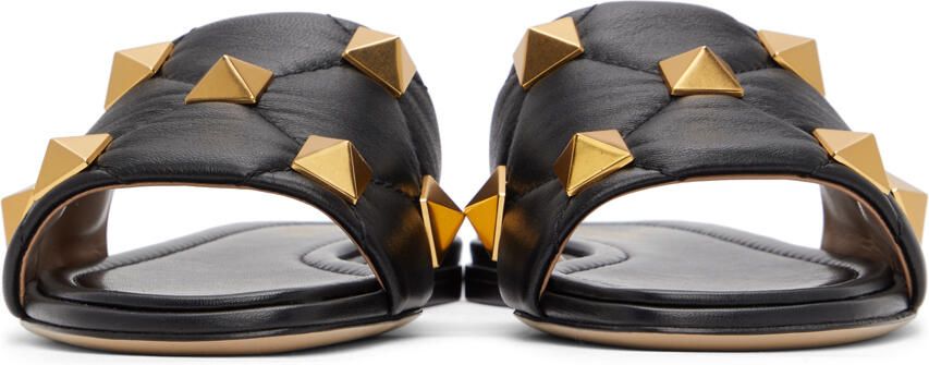 Valentino Garavani Black Roman Stud Sandals - Picture 5