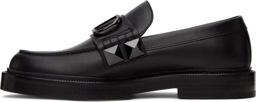 Valentino Garavani Black Stud Sign Loafers - Picture 3