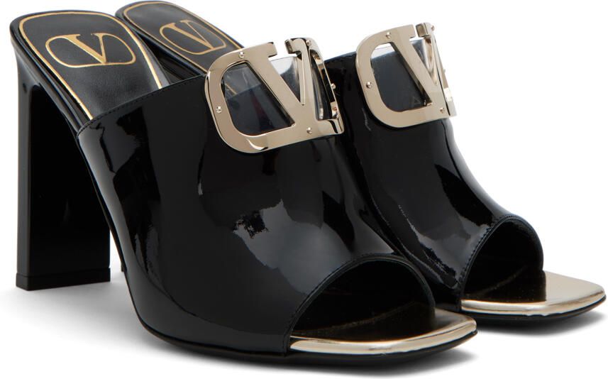 Valentino Garavani Black VLogo Heeled Sandals - Picture 2