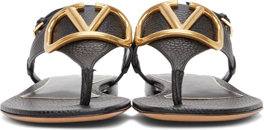 Valentino Garavani Black VLogo Signature Flat Sandals - Picture 3