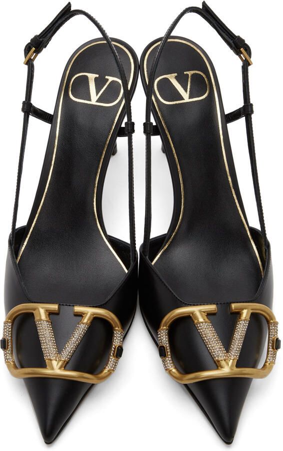 Valentino Garavani Black VLogo Slingback Heels - Picture 3