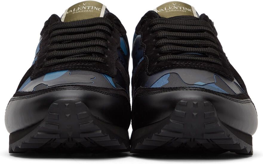 Valentino Garavani Blue & Black Camo Rockrunner Sneakers