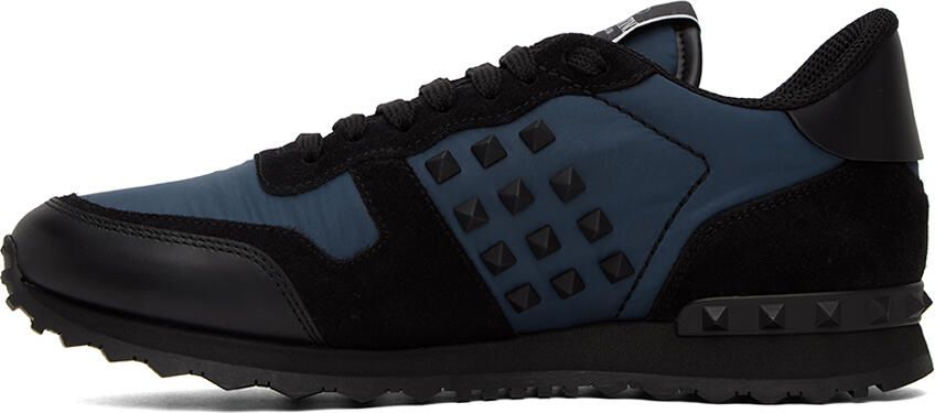 Valentino Garavani Blue & Black Rockstud Sneakers - Picture 3