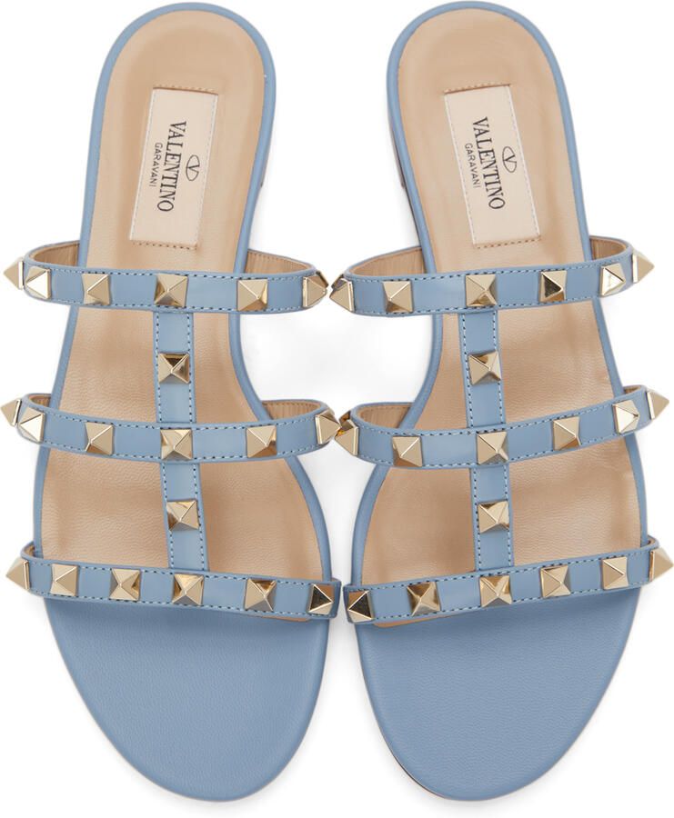 Valentino Garavani Blue Rockstud Cage Sandals