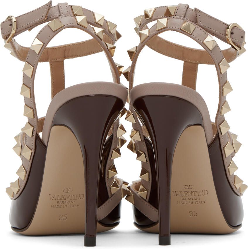 Valentino Garavani Brown Rockstud Caged 100 Heels