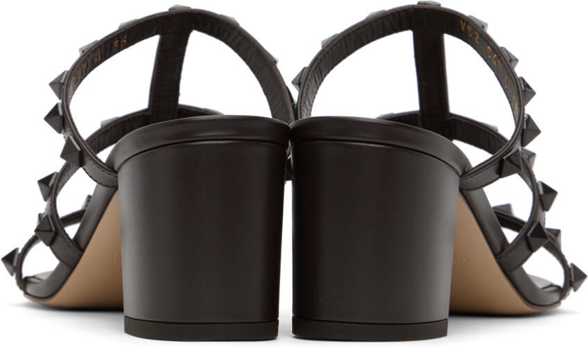 Valentino Garavani Brown Rockstud Heeled Sandals - Picture 5
