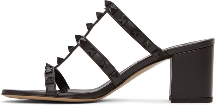 Valentino Garavani Brown Rockstud Heeled Sandals - Picture 3