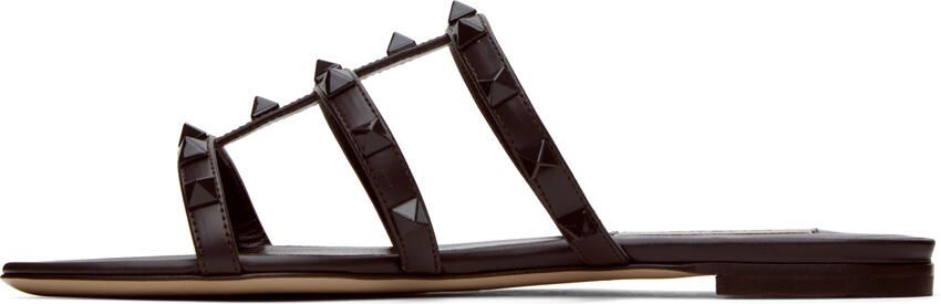 Valentino Garavani Brown Rockstud Sandals - Picture 4