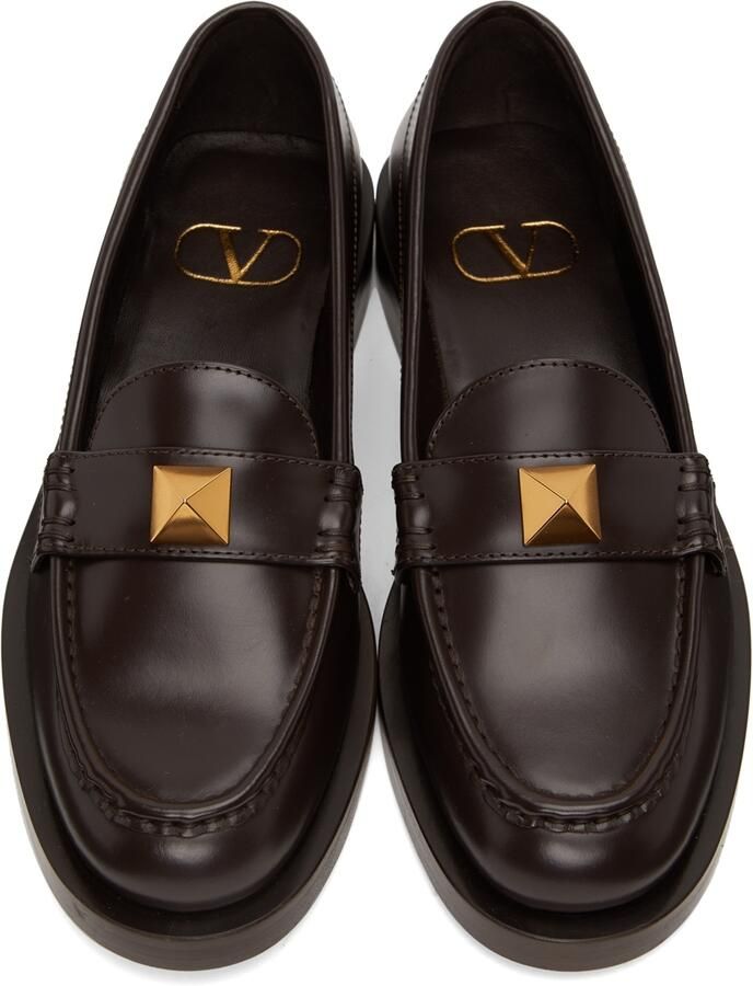 Valentino Garavani Brown Roman Stud Loafers