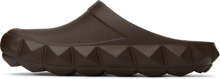 Valentino Garavani Brown Roman Stud Turtle Clogs - Picture 3
