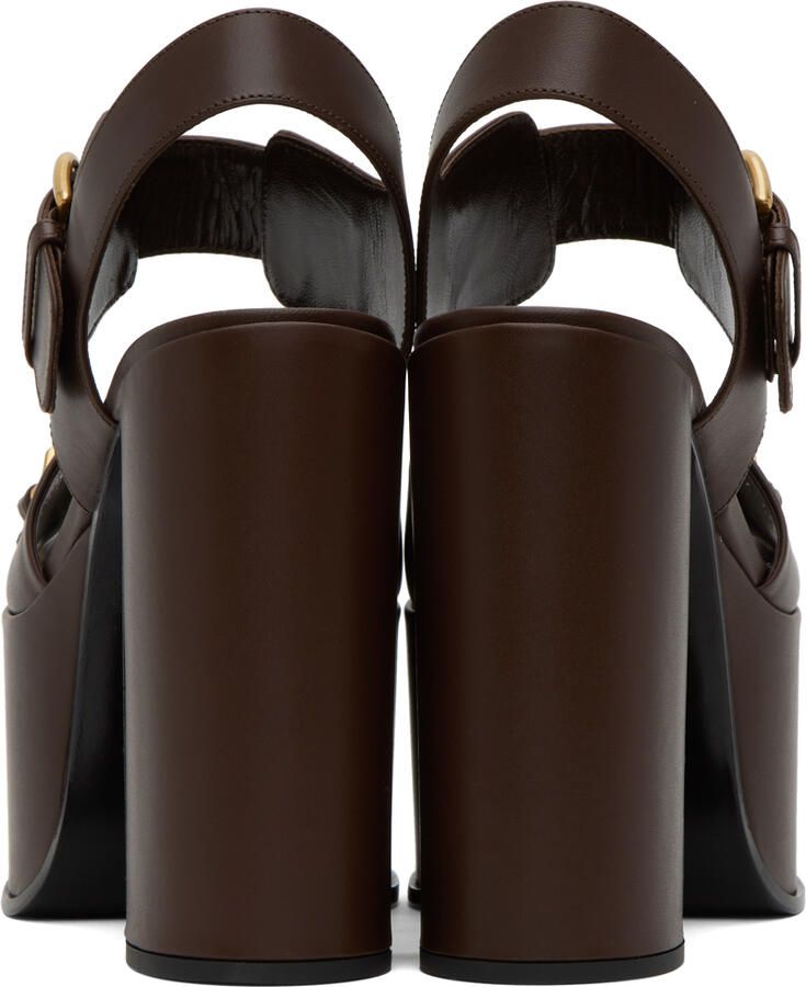 Valentino Garavani Brown VLogo Chain Heeled Sandals - Picture 2