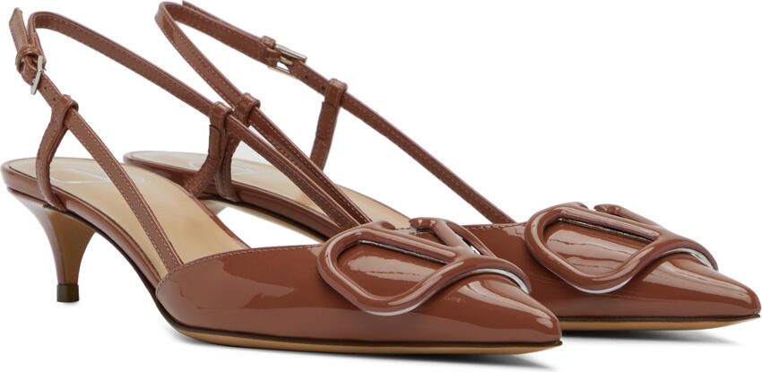 Valentino Garavani Brown VLogo Slingback Heels - Picture 2