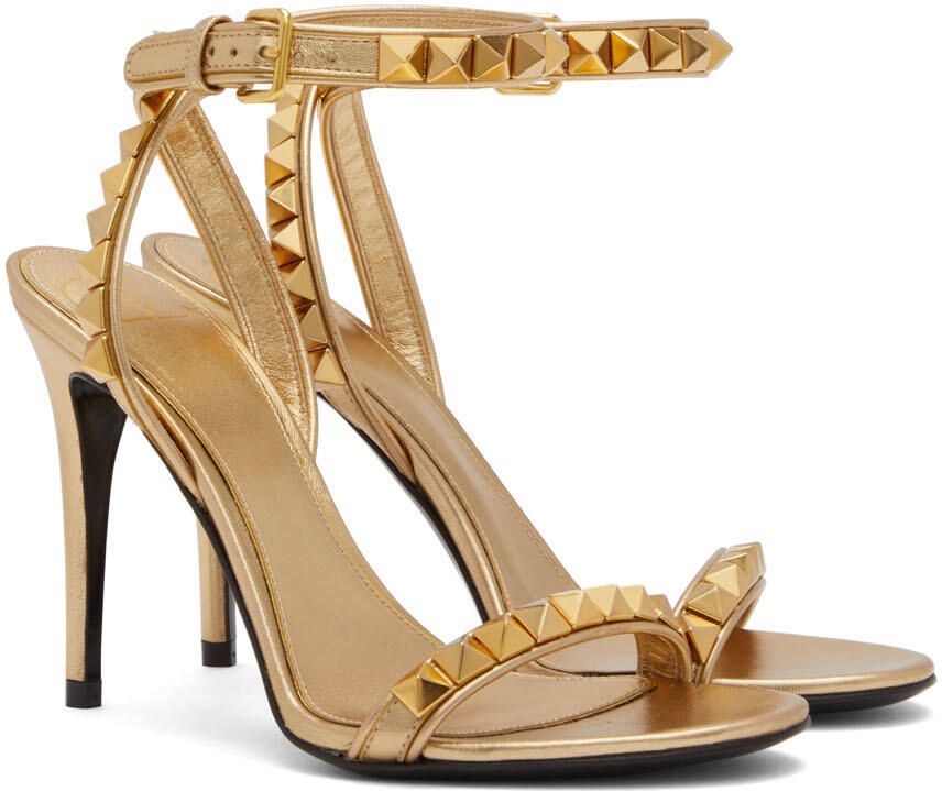 Valentino Garavani Gold Rockstud No Limit Heeled Sandals - Picture 2