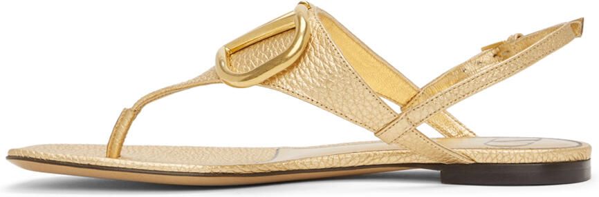 Valentino Garavani Gold VLogo Signature Flat Sandals - Picture 4