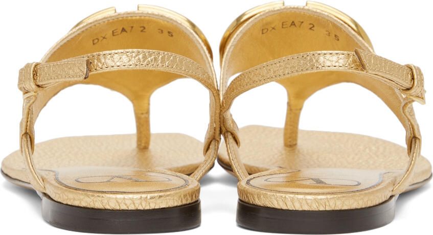 Valentino Garavani Gold VLogo Signature Flat Sandals - Picture 2