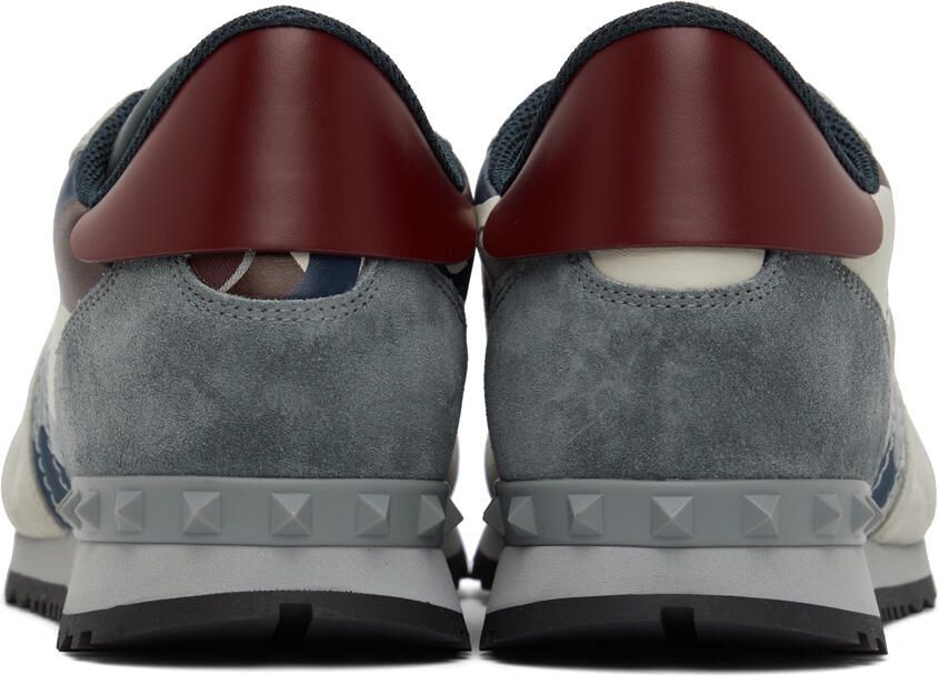 Valentino Garavani Gray & Burgundy Rockrunner Sneakers