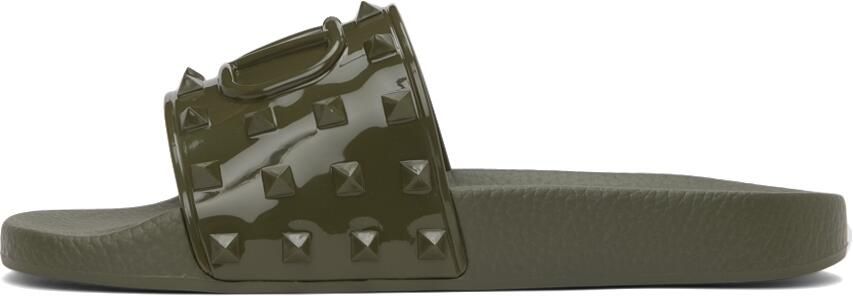 Valentino Garavani Green Rubber Summer VLogo Slides - Picture 4