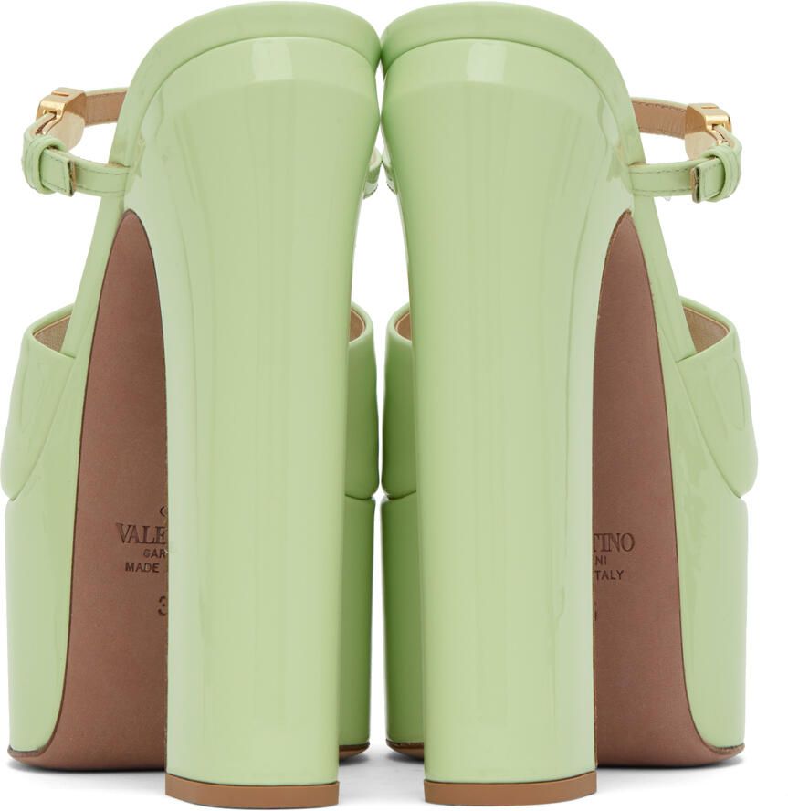 Valentino Garavani Green Tan-Go Heeled Sandals - Picture 5