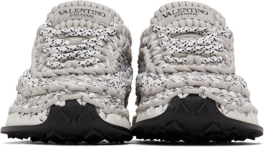 Valentino Garavani Grey Crochet Sneakers - Picture 3