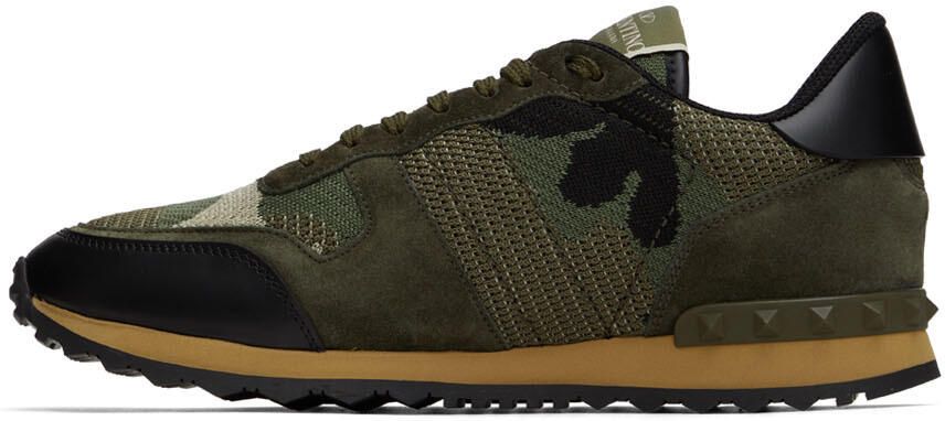 Valentino Garavani Khaki & Black Rockrunner Low-Top Sneakers - Picture 3