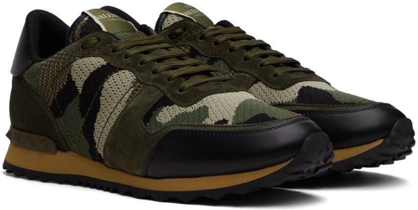Valentino Garavani Khaki & Black Rockrunner Low-Top Sneakers - Picture 2