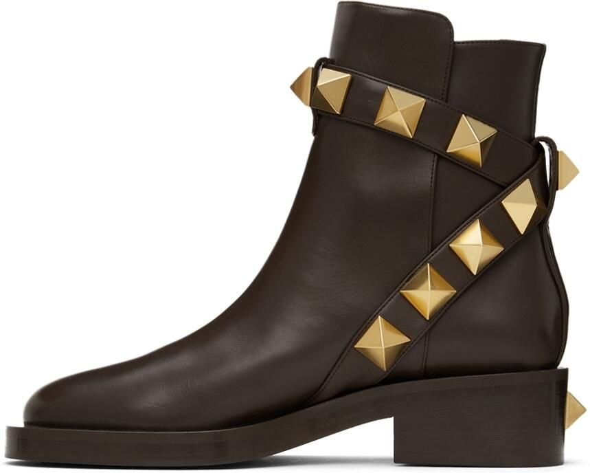 Valentino Garavani Leather Roman Stud Ankle Boots - Picture 3