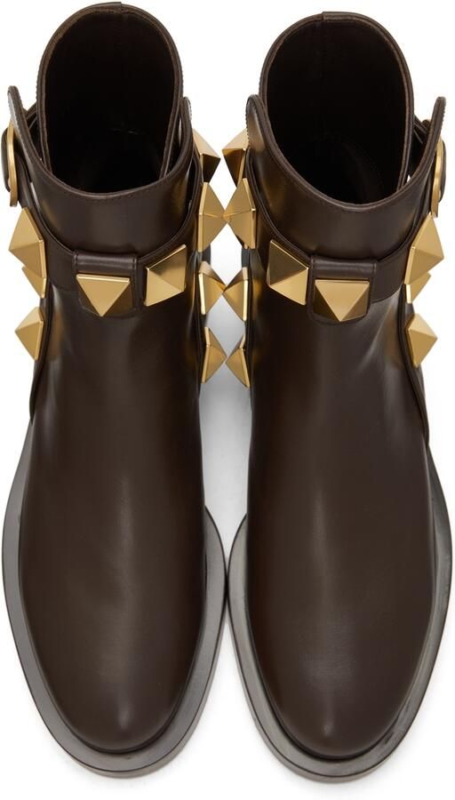 Valentino Garavani Leather Roman Stud Ankle Boots - Picture 4