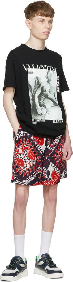 Valentino Garavani Navy & Gray One Stud Sneakers - Picture 4