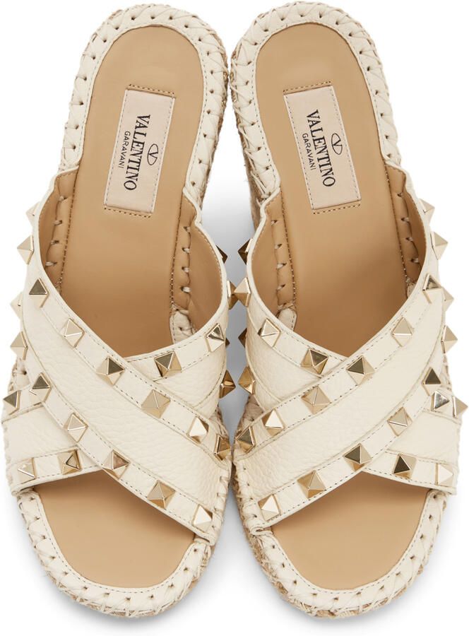Valentino Garavani Off-White Rockstud Heeled Sandals
