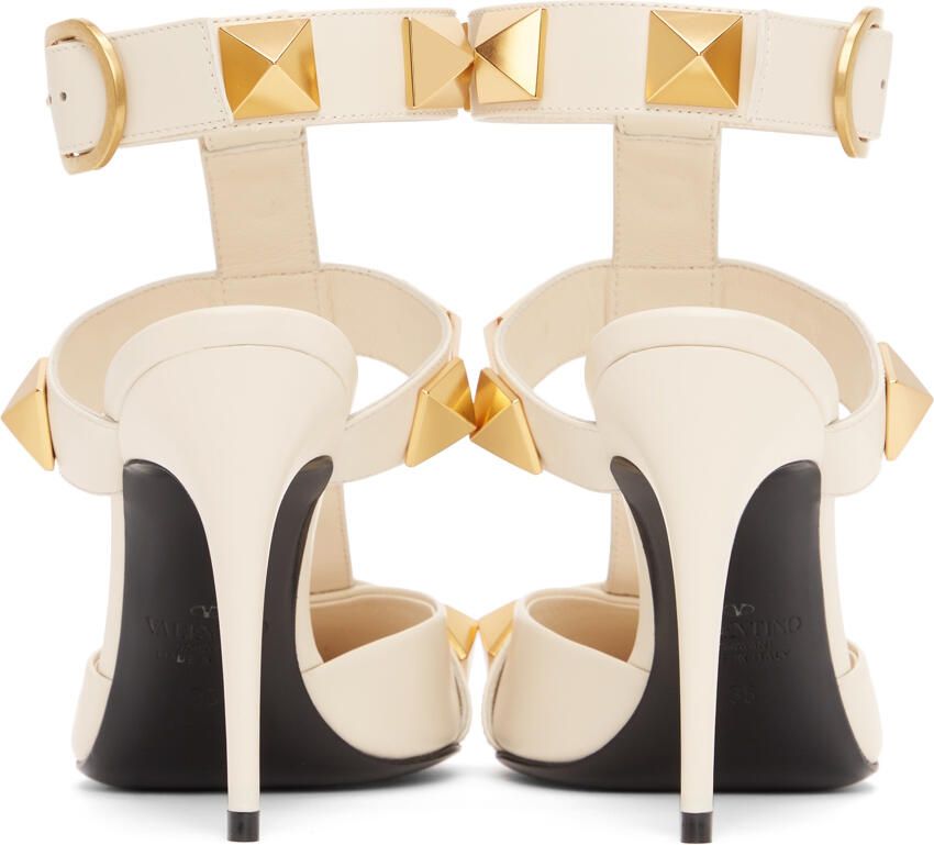Valentino Garavani Off-White Roman Stud Heels - Picture 2