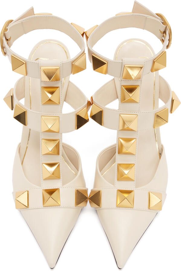 Valentino Garavani Off-White Roman Stud Heels - Picture 3