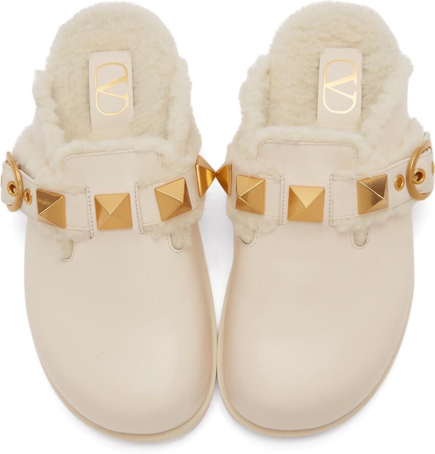 Valentino Garavani Off-White Roman Stud Mule Loafers