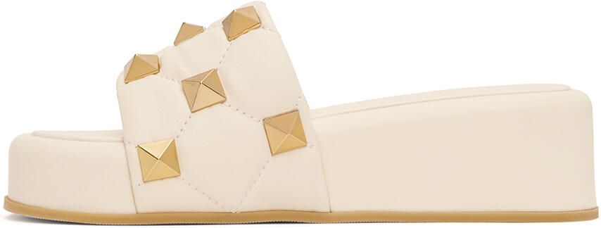 Valentino Garavani Off-White Roman Stud Slide Sandals - Picture 3