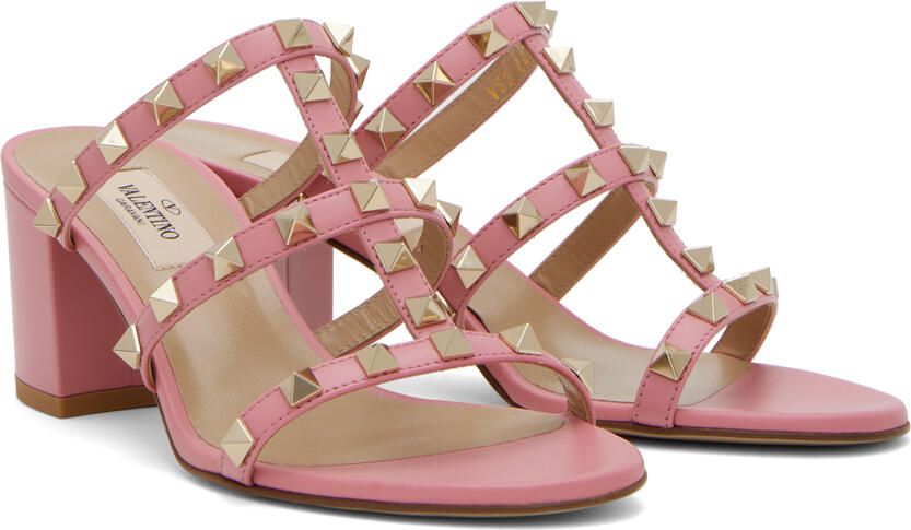 Valentino Garavani Pink Rockstud 60 Heeled Sandals - Picture 2