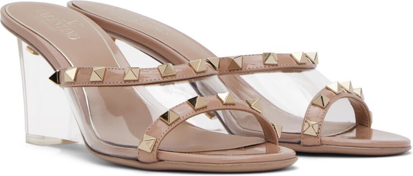 Valentino Garavani Pink Rockstud Skin Heeled Sandals - Picture 2