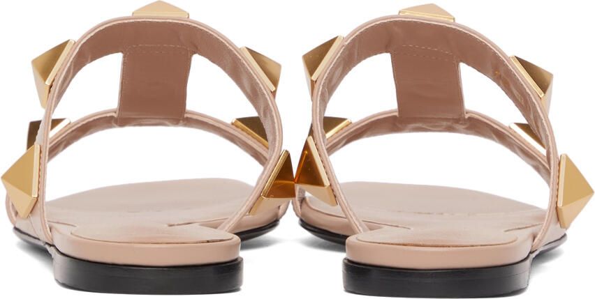 Valentino Garavani Pink Roman Stud Flat Slide Sandals - Picture 2