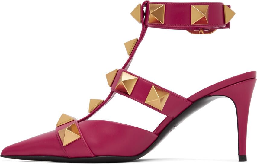 Valentino Garavani Pink Roman Stud Heels - Picture 3