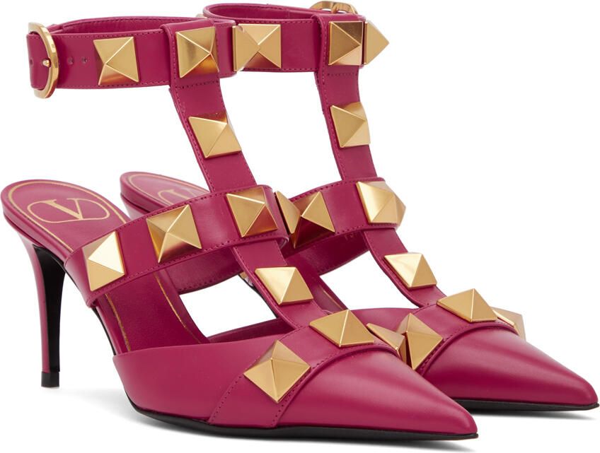Valentino Garavani Pink Roman Stud Heels - Picture 2
