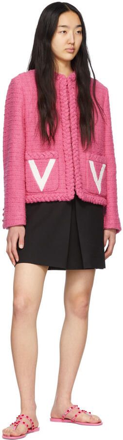 Valentino Garavani Pink Rubber Rockstud Sandals - Picture 4